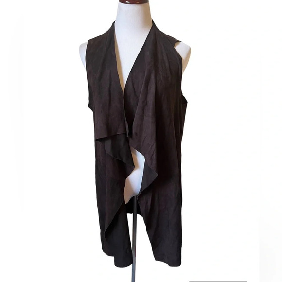 Eileen Fisher Chocolate Goat Leather Suede Vest, size medium - Picture 1 of 6